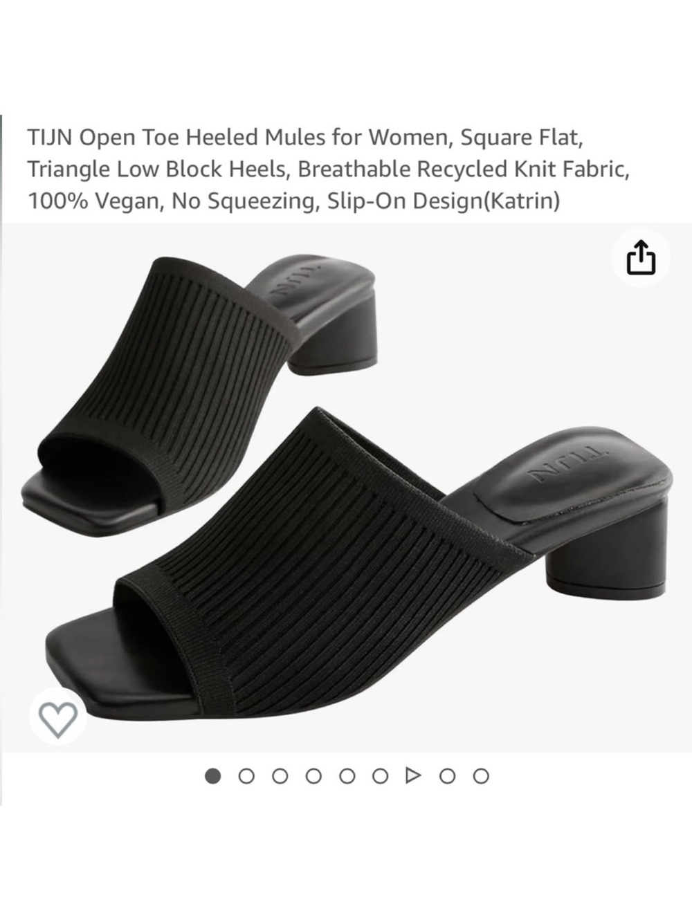 Black Ribbed Open-Toe Heeled Mules for Women